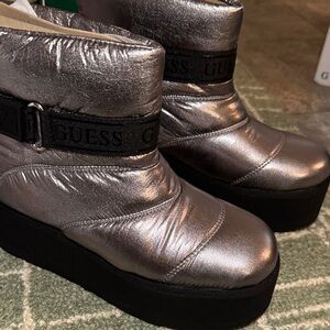 Guess Silver and Black Ankle Boots